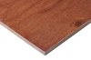 Formplywoodskiva med brun, slät yta och synliga träfibrer och kvistar på kanten.