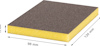 Rektangulärt slipblock i skum med måtten: 120 mm x 98 mm x 13 mm.