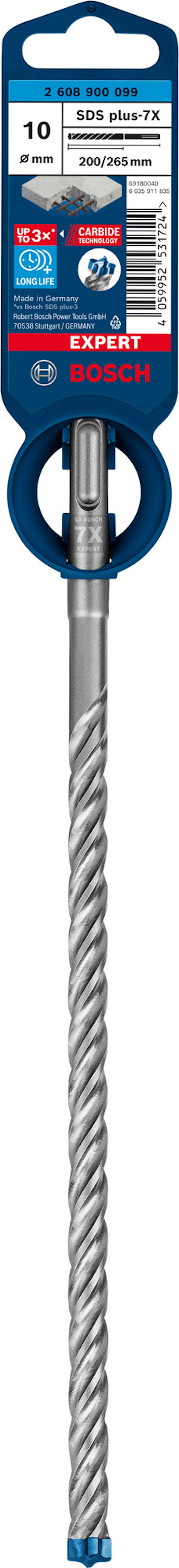 Borrspets från Bosch Expert med etikett, storlek 10 x 150 x 200 mm. Rillor längs skärdare.