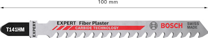 Sågblad märkt "EXPERT Fiber Plaster", "BOSCH", "SWISS MADE", längd 100 mm.