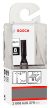 Förpackning med Bosch spårfräs 8 mm, produktnummer 2 608 628 379-879.