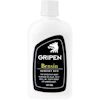 Vit plastflaska med Gripen-logotyp och texten "Bensin, kemiskt ren, 125 ml".