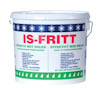 Vit hink med röd och blå text "IS-FRITT" och snöflingor. Text om effektivitet mot halka och isslag samt användarinstruktioner.