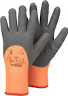 Arbetshandskar med syntetdoppning, orange textil med grå greppyta. Text: "TEGERA 682A" och storlek "8".