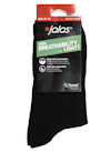 Svart socka förpackad med etikett märkt "Jalas", "HIGH BREATHABILITY LIGHT" och "Tencel". Storlek 42-43.