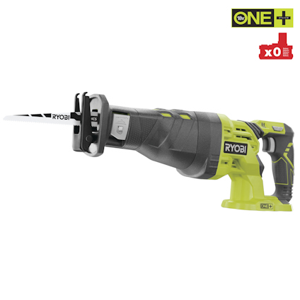 Grön och svart tigersåg med vitt blad, märkt "RYOBI" och "ONE+ 18V". Inga batterier ingår.