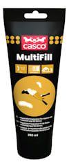 Svart tub med texten "Casco MultiFill 250 ml" samt ikoner för användningsområden.