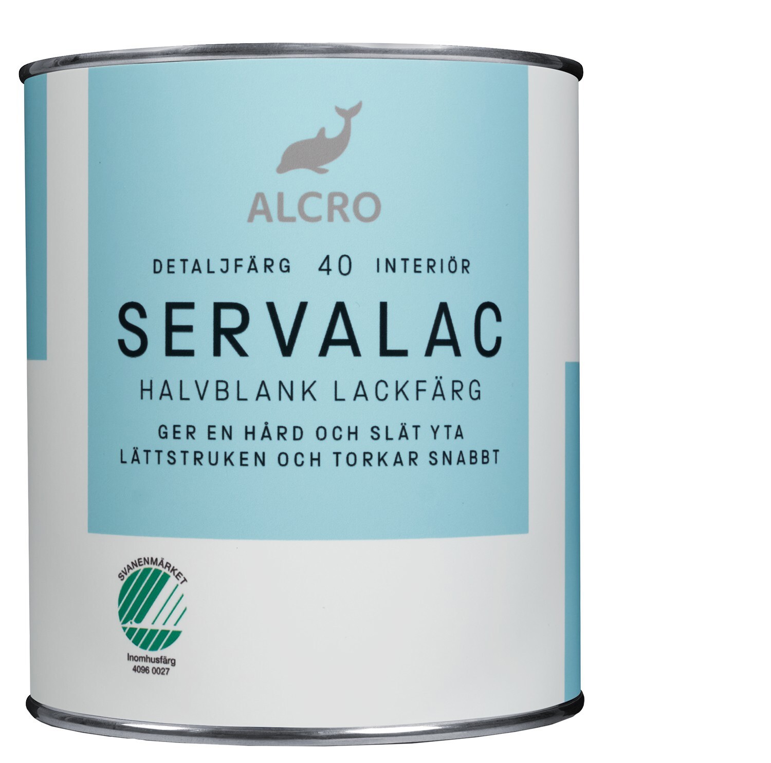 LACKFÄRG SERVALAC HALVBLANK VIT/S0502Y 0,75L NY 2021 - Alcro