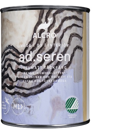 VÄGGFÄRG AD.SEREN HELMATT TÄCKFÄRG VIT/BAS C 0,9L