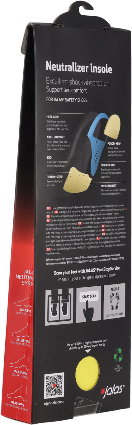 Förpackning med texten "Neutralizer insole" och produktinformation på engelska.