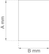 Rektangel med måtten A mm i höjd och B mm i bredd, markerade med linjer och pilar.