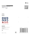 Förpackning med Bosch Expert-symboler, inklusive QR-kod, varning för max 150 rpm och text om Bosch Power Tools. Made in China.