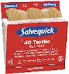 Förpackning av plåster med texten "Salvequick 40 Textile REF 6444" och översättning till flera språk.