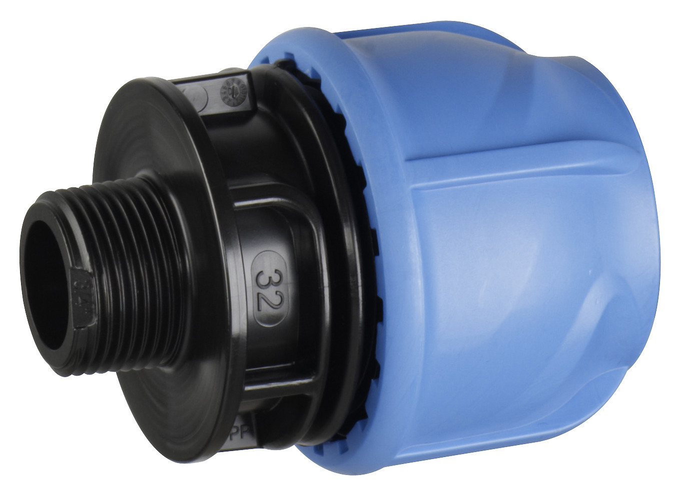 PEM-KOPPLING AV PP RAK PLAST-UTVÄNDIG GÄNGA FÖRMINSKAD - Gelia