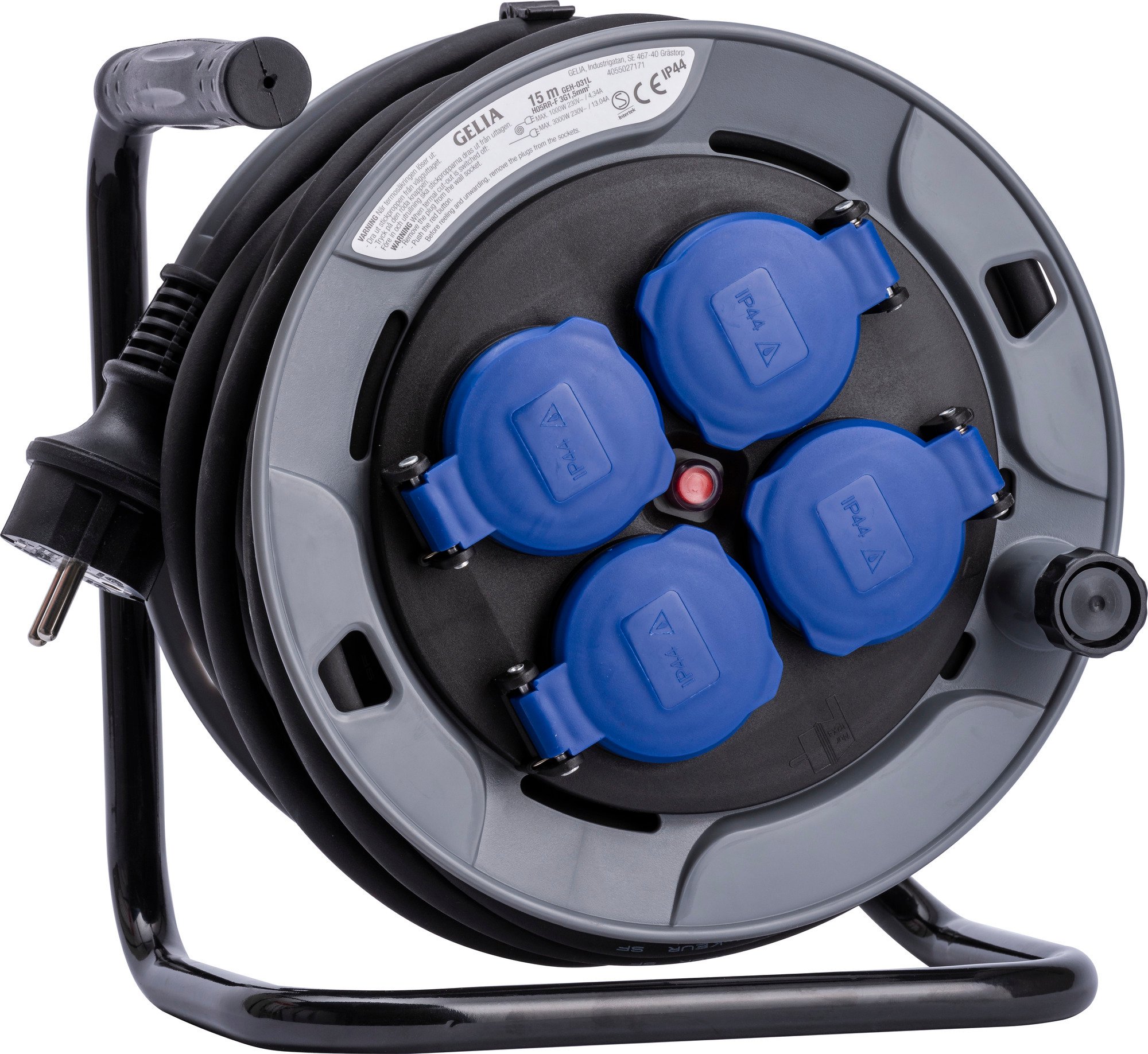 KABELVINDA 15M H05RR-F 3G1.5 JORDAD IP44 TERMOSÄKRING - Gelia