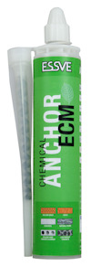 Grön förpackning med texten "ESSVE CHEMICAL ANCHOR ECM" och bilder av fixeringsverktyg på etiketten.