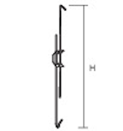 Diagram av en justerbar pendel med krok och mätstreck som visar höjden (H).