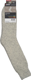 Grå socka med etikett upptill, visar färgalternativ och storlek.
