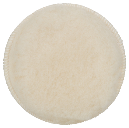 Rund, vit poleringspad med mjuk yta.