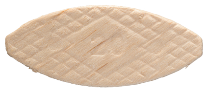 Träbiscuit av ljust trä med räfflat mönster på ytan.