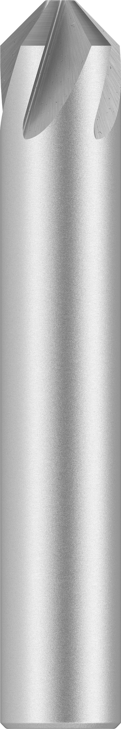 Metallisk konisk borr med flerradiga skär i övre delen.