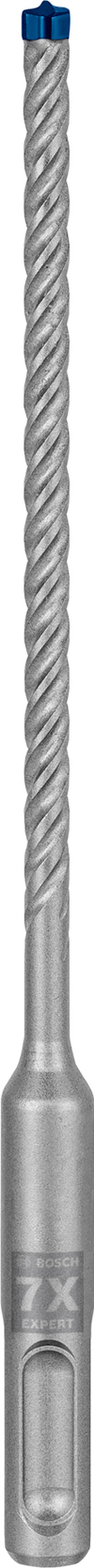 Borr med spiraldesign och blå spets, märkt "7X" nära skaftet.