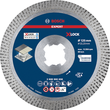 Rund slipklinga för vinkelslip, Bosch Expert X-LOCK, 125 mm med max 12.250 rpm.