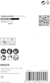 Förpackning med Bosch logotyp, QR-kod, Bosch Expert och Pro-varumärken, max 4500 rpm, säkerhetsikoner och tillverkningsdetaljer.